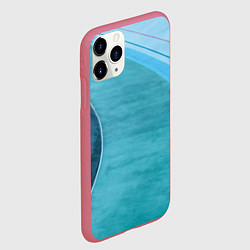Чехол iPhone 11 Pro матовый Абстрактные волнообразные линии и полосы, цвет: 3D-малиновый — фото 2