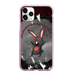 Чехол iPhone 11 Pro матовый Черный кролик вопит как сумасшедший, цвет: 3D-розовый