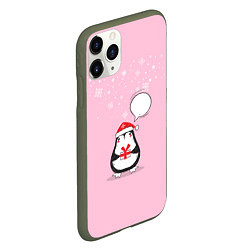 Чехол iPhone 11 Pro матовый New year pinguin, цвет: 3D-темно-зеленый — фото 2