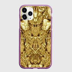 Чехол iPhone 11 Pro матовый Золотая кожа, цвет: 3D-фиолетовый