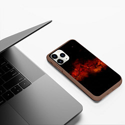 Чехол iPhone 11 Pro матовый Абстрактные взрывы в космосе и красные звёзды, цвет: 3D-коричневый — фото 2