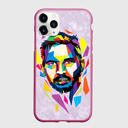Чехол iPhone 11 Pro матовый Портрет Тома Харди в геометрическом стиле, цвет: 3D-малиновый