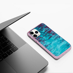 Чехол iPhone 11 Pro матовый Светло-синие и красные краски, цвет: 3D-розовый — фото 2