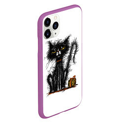 Чехол iPhone 11 Pro матовый Лохматый котофей, цвет: 3D-фиолетовый — фото 2