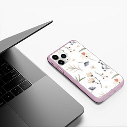 Чехол iPhone 11 Pro матовый Цветочный Узор, цвет: 3D-розовый — фото 2