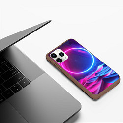 Чехол iPhone 11 Pro матовый Круг и разноцветные кристаллы - vaporwave, цвет: 3D-коричневый — фото 2