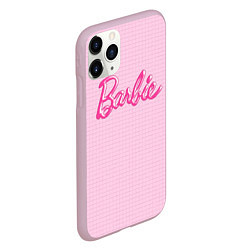 Чехол iPhone 11 Pro матовый Барби - логотип на клетчатом фоне, цвет: 3D-розовый — фото 2
