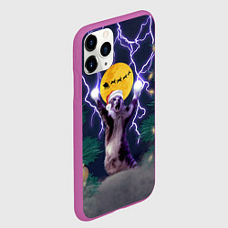 Чехол iPhone 11 Pro матовый Новогодний кот с молниями, цвет: 3D-фиолетовый — фото 2