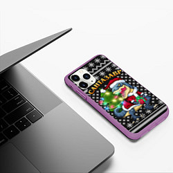 Чехол iPhone 11 Pro матовый Сантазавр динозавр, цвет: 3D-фиолетовый — фото 2