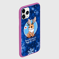 Чехол iPhone 11 Pro матовый Кролик - символ нового года, цвет: 3D-фиолетовый — фото 2