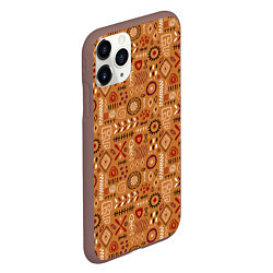 Чехол iPhone 11 Pro матовый Этнический рисунок с костями, цвет: 3D-коричневый — фото 2
