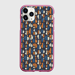 Чехол iPhone 11 Pro матовый Цифры с полоской гранж, цвет: 3D-малиновый