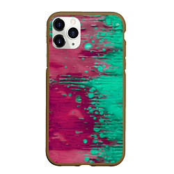 Чехол iPhone 11 Pro матовый Светло-розовые и зелёные краски растекаются, цвет: 3D-коричневый