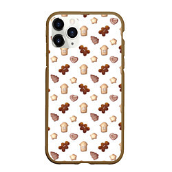 Чехол iPhone 11 Pro матовый Новогоднее печенье - паттерн, цвет: 3D-коричневый