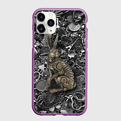 Чехол iPhone 11 Pro матовый Металлический заяц - стимпанк, цвет: 3D-фиолетовый