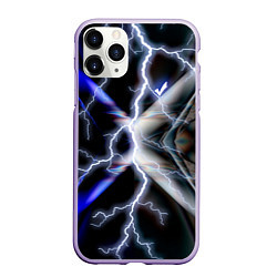 Чехол iPhone 11 Pro матовый Молния в космосе, цвет: 3D-светло-сиреневый