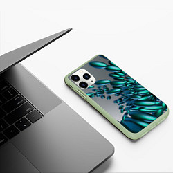 Чехол iPhone 11 Pro матовый Абстрактные блестящие камни и серый фон, цвет: 3D-салатовый — фото 2