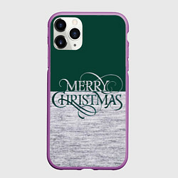 Чехол iPhone 11 Pro матовый Merry Christmas зелёный, цвет: 3D-фиолетовый