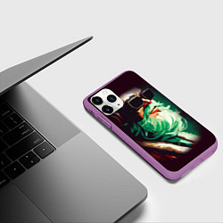 Чехол iPhone 11 Pro матовый DJ Santa, цвет: 3D-фиолетовый — фото 2