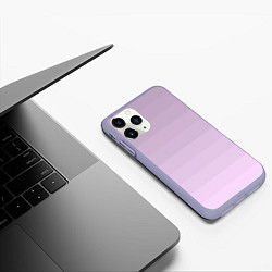 Чехол iPhone 11 Pro матовый Монохромный полосатый розовато-сиреневый, цвет: 3D-светло-сиреневый — фото 2