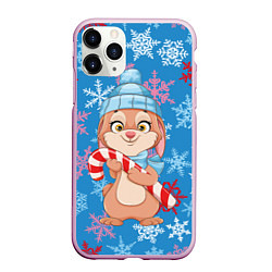 Чехол iPhone 11 Pro матовый Зайка с карамелью, цвет: 3D-розовый