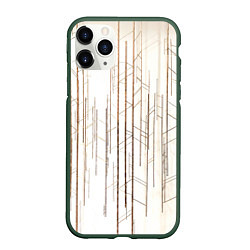 Чехол iPhone 11 Pro матовый Абстрактные линии на светлом фоне, цвет: 3D-темно-зеленый