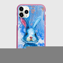 Чехол iPhone 11 Pro матовый Водяной заяц, цвет: 3D-малиновый