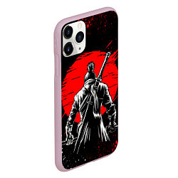 Чехол iPhone 11 Pro матовый Самурай - красное солнце, цвет: 3D-розовый — фото 2