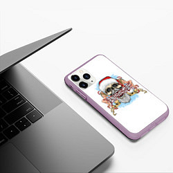 Чехол iPhone 11 Pro матовый Merry Christmas Санта Хипстер, цвет: 3D-сиреневый — фото 2