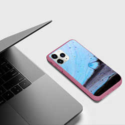 Чехол iPhone 11 Pro матовый Синий и тёмный песок и краски, цвет: 3D-малиновый — фото 2