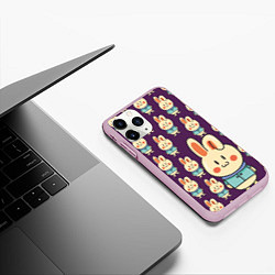 Чехол iPhone 11 Pro матовый Зайцы в куртках, цвет: 3D-розовый — фото 2