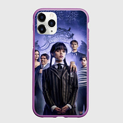 Чехол iPhone 11 Pro матовый Семейка Уэнсдэй, цвет: 3D-фиолетовый
