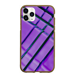 Чехол iPhone 11 Pro матовый Фиолетовый фон и тёмные линии, цвет: 3D-коричневый