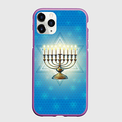 Чехол iPhone 11 Pro матовый Ханука праздник света, цвет: 3D-фиолетовый