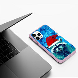 Чехол iPhone 11 Pro матовый Енот во льдах, цвет: 3D-розовый — фото 2