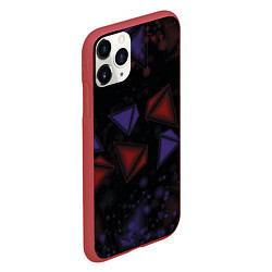 Чехол iPhone 11 Pro матовый Красные и синие треугольники, цвет: 3D-красный — фото 2