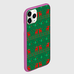 Чехол iPhone 11 Pro матовый Новогодний узор с ёлочками, цвет: 3D-фиолетовый — фото 2
