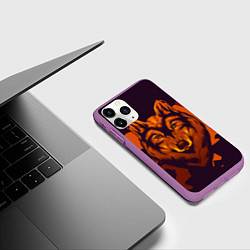 Чехол iPhone 11 Pro матовый Голова рыжего волка, цвет: 3D-фиолетовый — фото 2