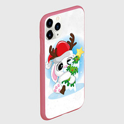 Чехол iPhone 11 Pro матовый Зайка с ёлочкой, цвет: 3D-малиновый — фото 2