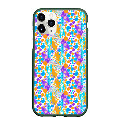 Чехол iPhone 11 Pro матовый Акварельные брызги, цвет: 3D-темно-зеленый