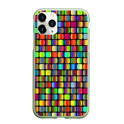 Чехол iPhone 11 Pro матовый Квадраты градиент, цвет: 3D-салатовый