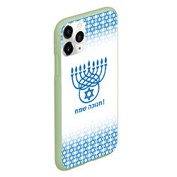 Чехол iPhone 11 Pro матовый Ханука весёлый праздник света, цвет: 3D-салатовый — фото 2