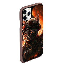 Чехол iPhone 11 Pro матовый Кот солдат, цвет: 3D-коричневый — фото 2