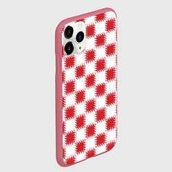 Чехол iPhone 11 Pro матовый Красно-белый узор, цвет: 3D-малиновый — фото 2
