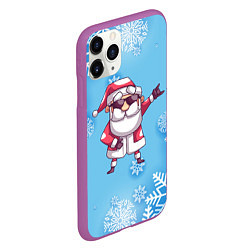 Чехол iPhone 11 Pro матовый Крутой Дед Мороз - снежинки, цвет: 3D-фиолетовый — фото 2