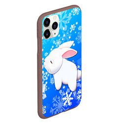Чехол iPhone 11 Pro матовый Милый кролик в снежинках, цвет: 3D-коричневый — фото 2