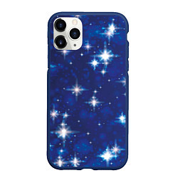 Чехол iPhone 11 Pro матовый Сияющие и блестящие звезды в ночном небе, цвет: 3D-тёмно-синий
