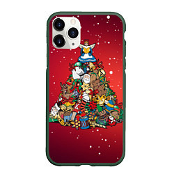 Чехол iPhone 11 Pro матовый Ангел на подарках, цвет: 3D-темно-зеленый
