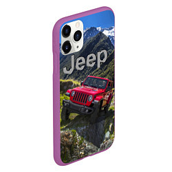 Чехол iPhone 11 Pro матовый Chrysler Jeep Wrangler Rubicon - горы, цвет: 3D-фиолетовый — фото 2