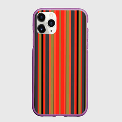 Чехол iPhone 11 Pro матовый Вертикальные полосы в оранжево-коричневых тонах, цвет: 3D-фиолетовый